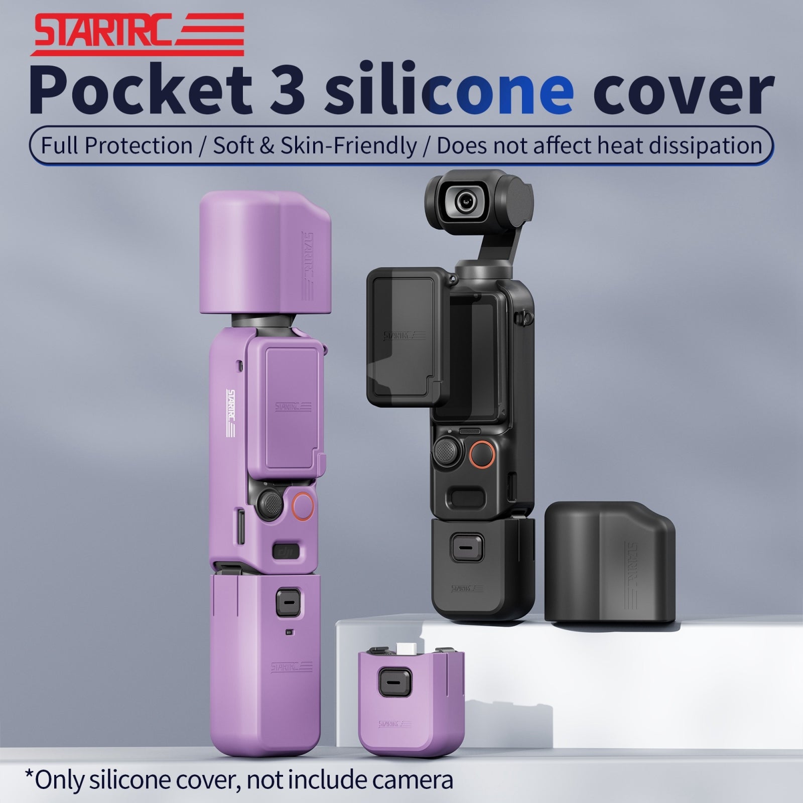 For DJI OSMO Pocket 3 STARTRC 5 in 1 Body Lens Handle Screen Silicone TPU Case (Purple)