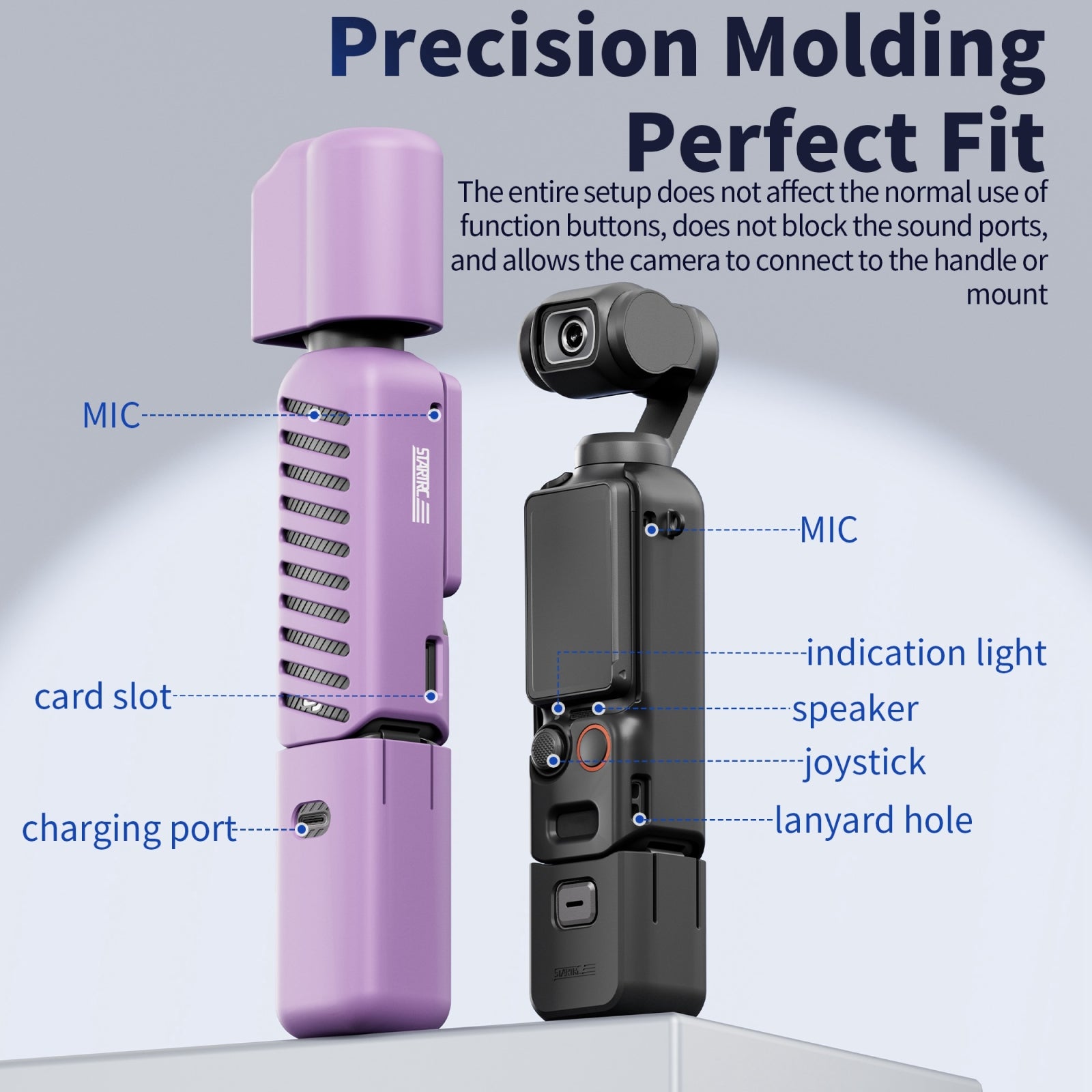 For DJI OSMO Pocket 3 STARTRC 5 in 1 Body Lens Handle Screen Silicone TPU Case (Purple)