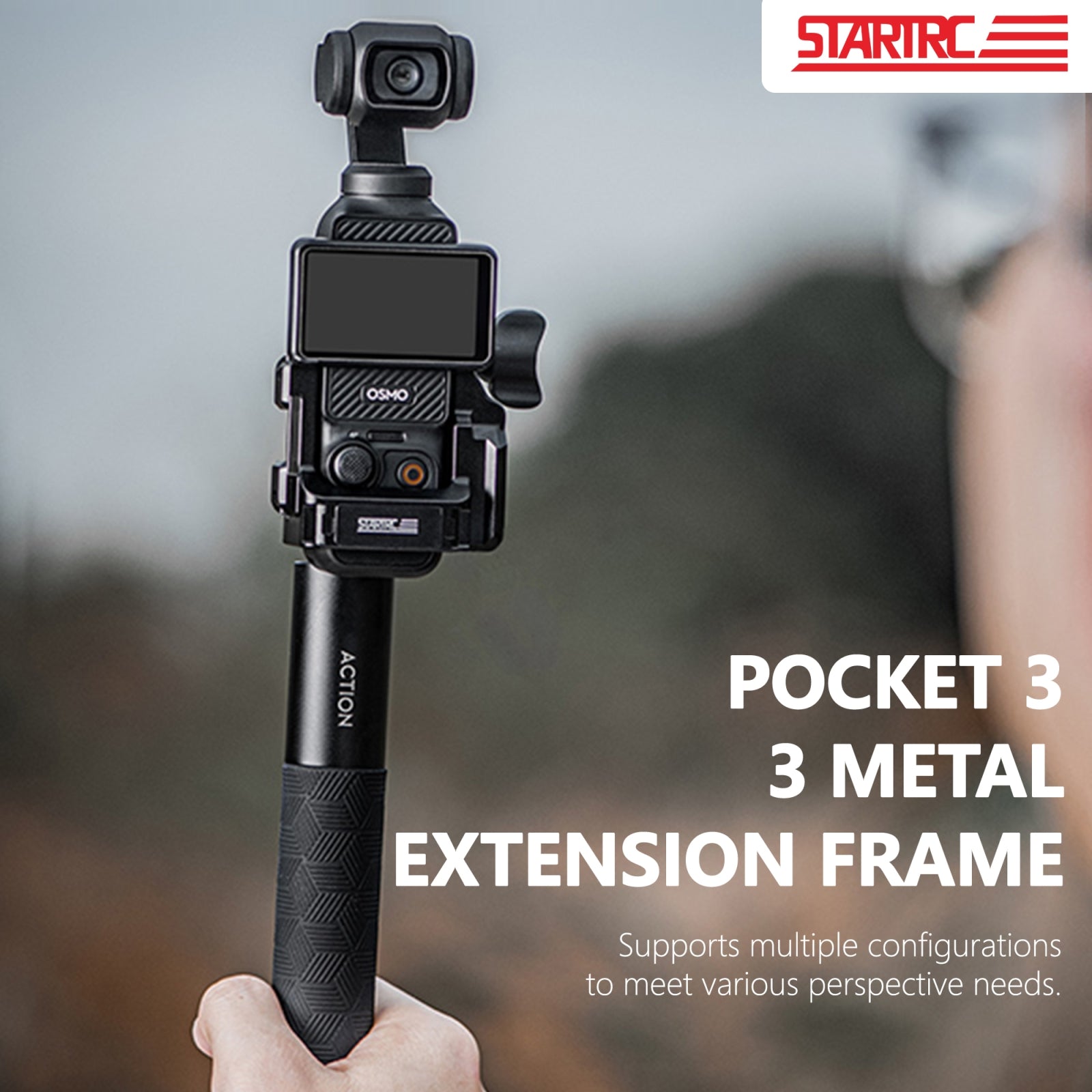 For DJI OSMO Pocket 3 STARTRC Metal Protection Frame Cage Expansion Adapter Bracket (Black)