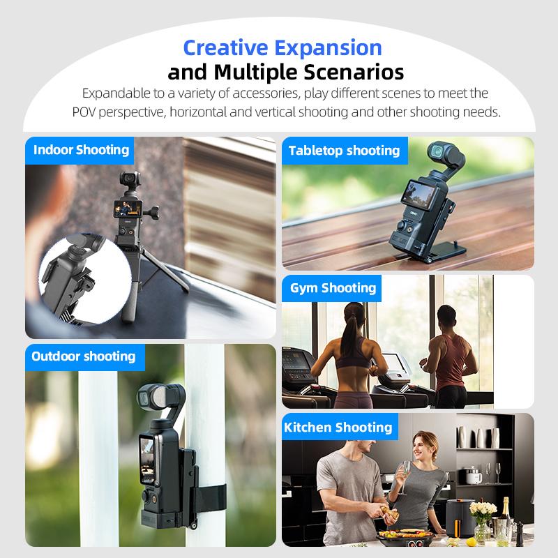 For DJI Osmo Pocket 3 STARTRC Folding Magnetic Mount Base Fixed Bracket (Black)