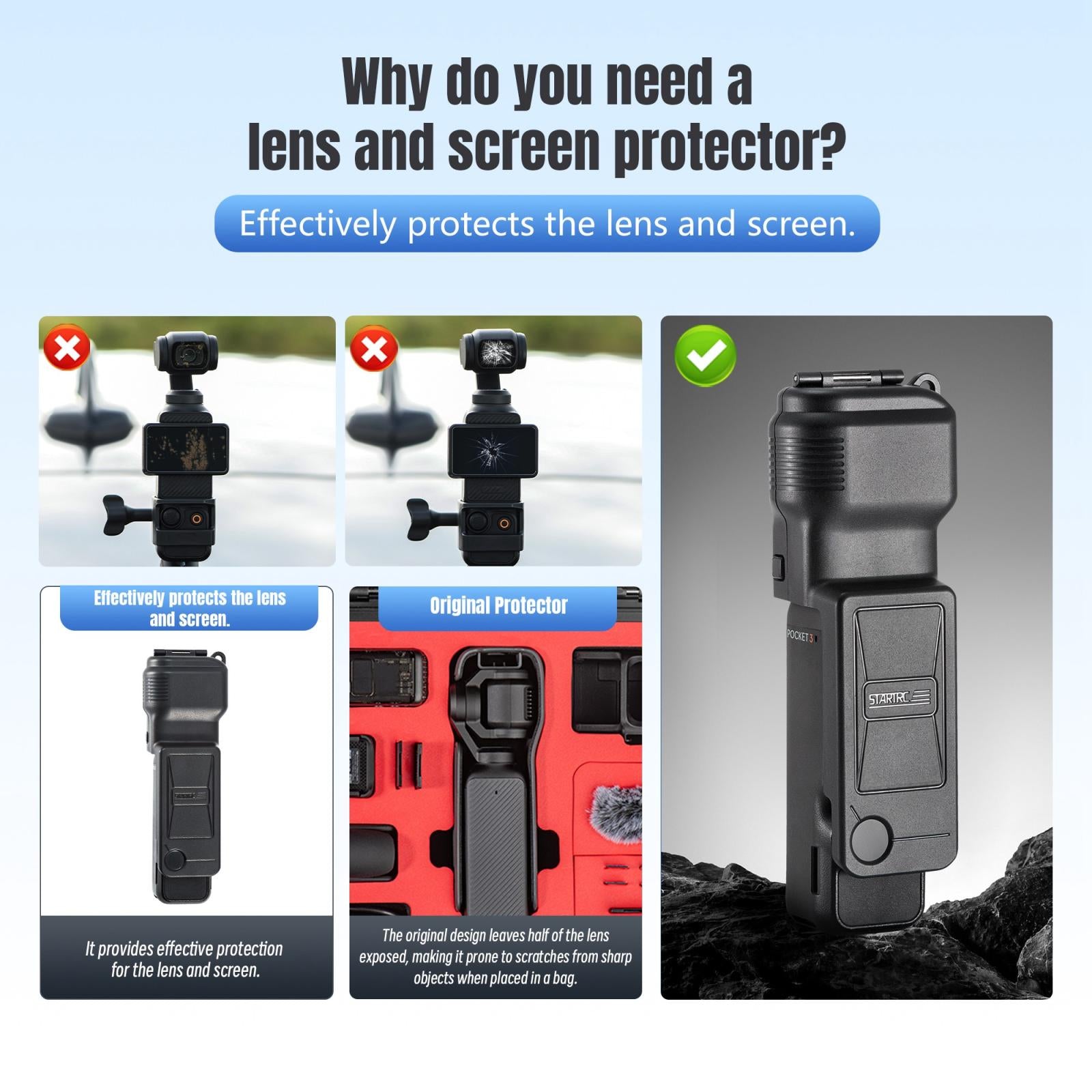 For DJI Osmo Pocket 3 STARTRC Gimbal Protective Cover Camera Lens Protective Case (Black)