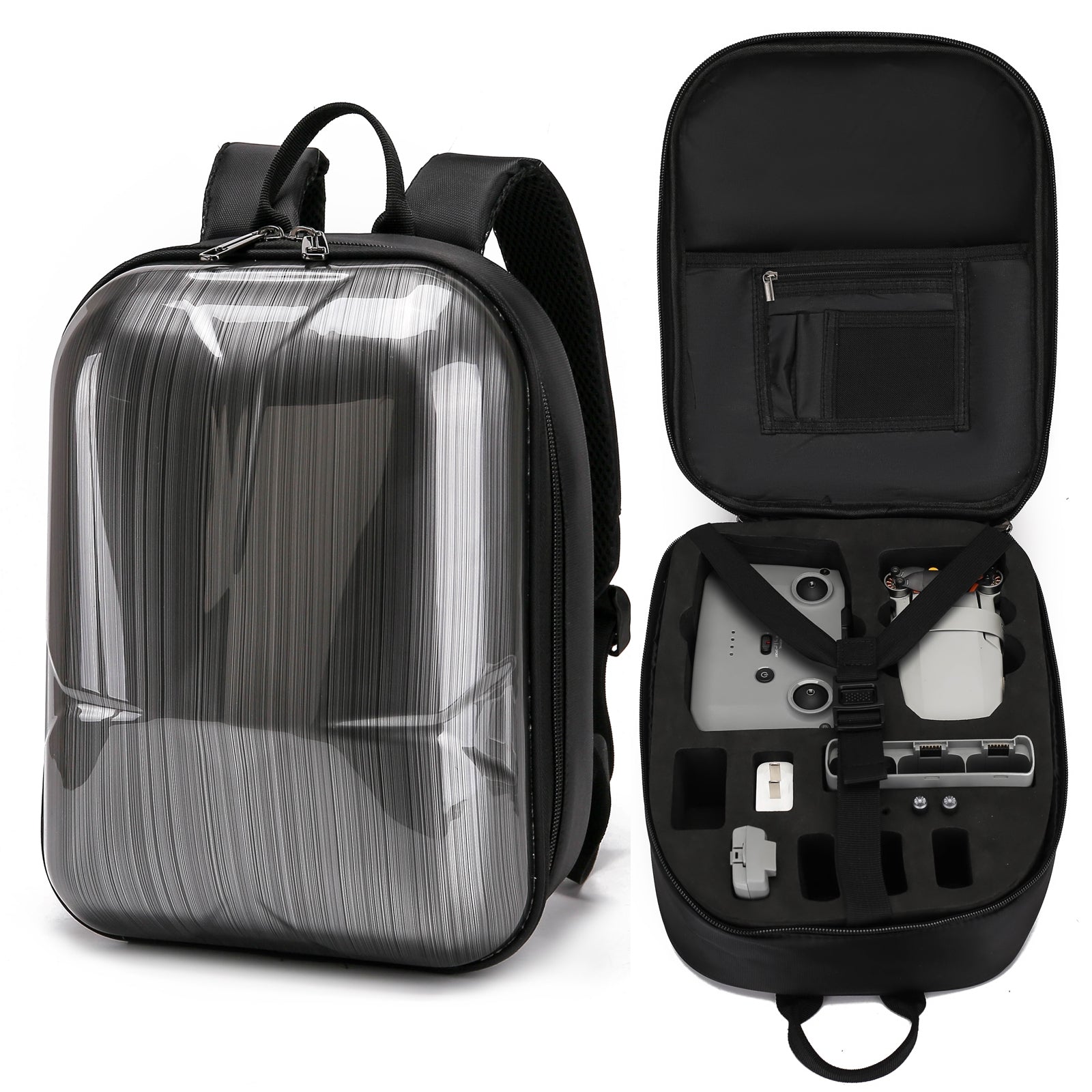 Waterproof Backpack Shoulders Turtle Shell Storage Bag for DJI Mavic Mini 2(Black Liner)