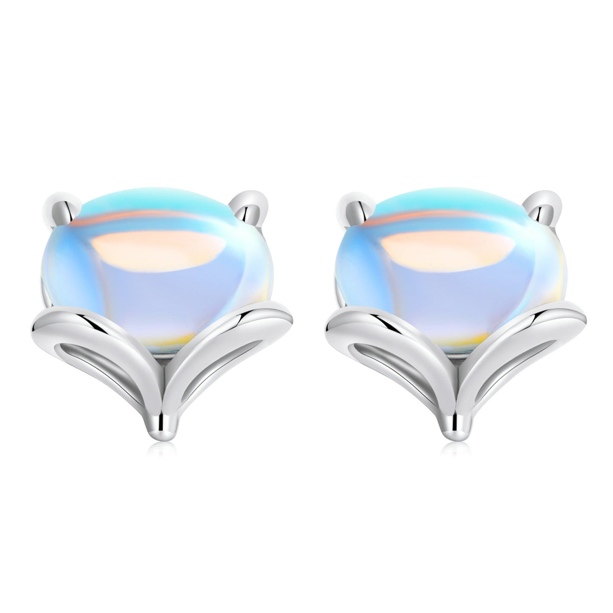 S925 Sterling Silver Moonstone Fox Ear Stud Women Earrings