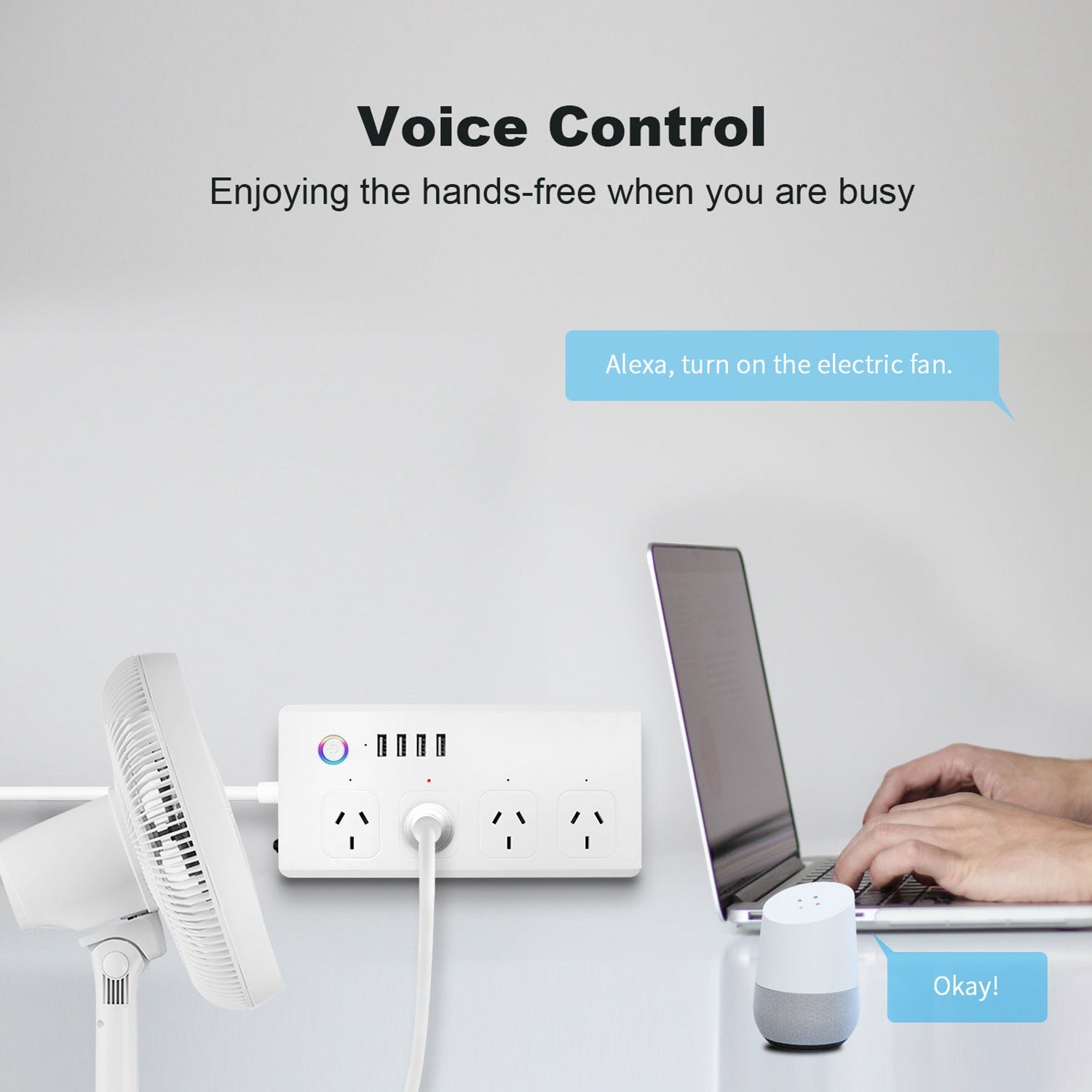 ZigBee 10A SM-SO301-A 4 Holes + 4 USB 2000W Multi-purpose Smart Power Strip, AU Plug