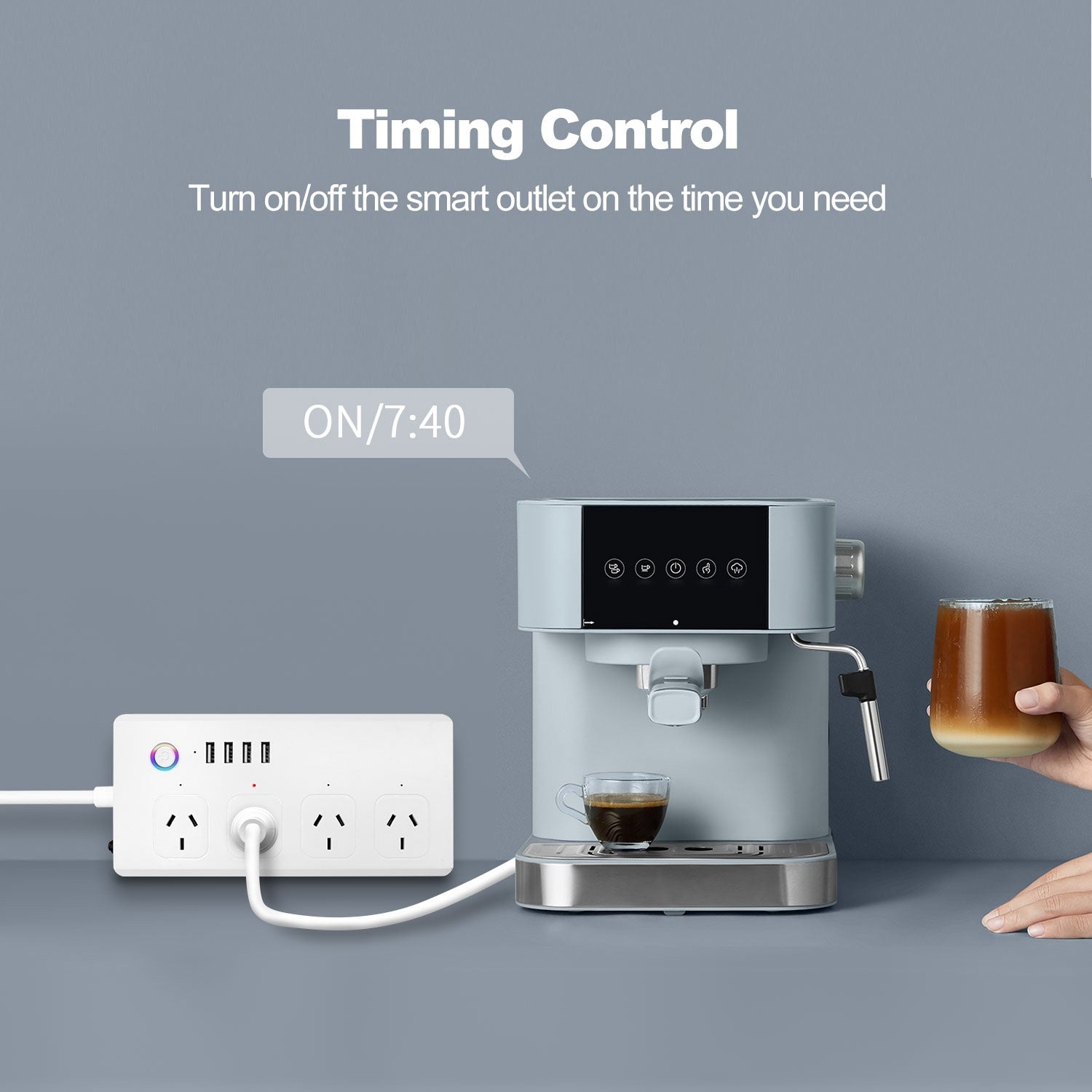 ZigBee 10A SM-SO301-A 4 Holes + 4 USB 2000W Multi-purpose Smart Power Strip, AU Plug