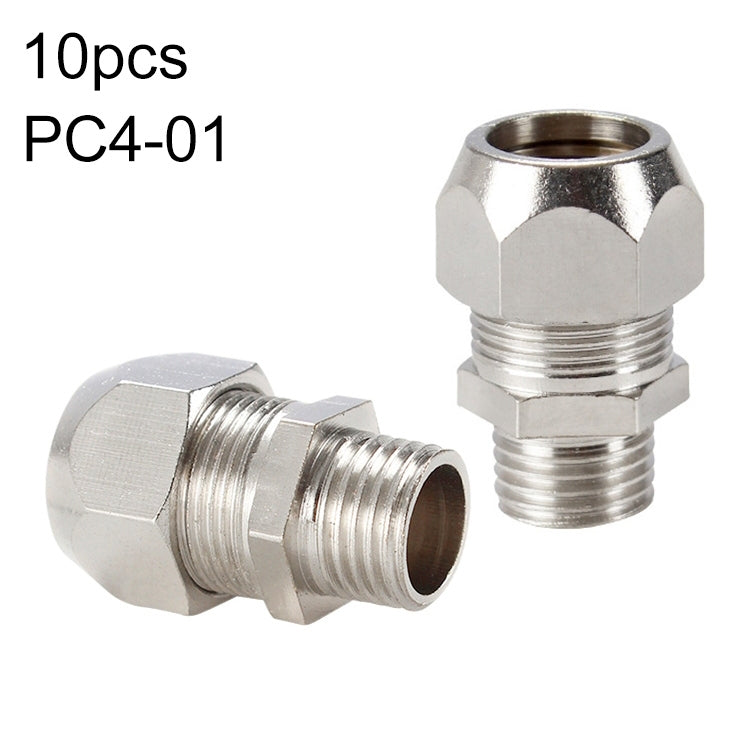 10pcs / Pack PC4-01 LAIZE Nickel Plated Copper Reducer Straight Pneumatic Quick Fitting Connector