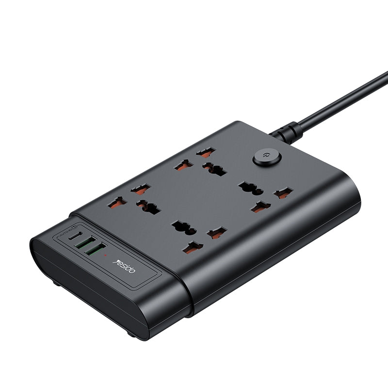 Yesido MC-11 4 Plugs + PD 20W+2 QC3.0 Ports 2650W Multi-functional High Power Socket(EU Plug)