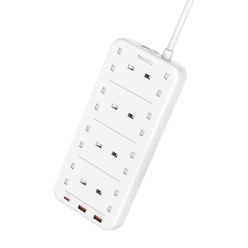 Yesido MC-16 8 Plugs + PD 20W+2 QC3.0 Ports 3250W High Power Fast Charging Socket(UK Plug)