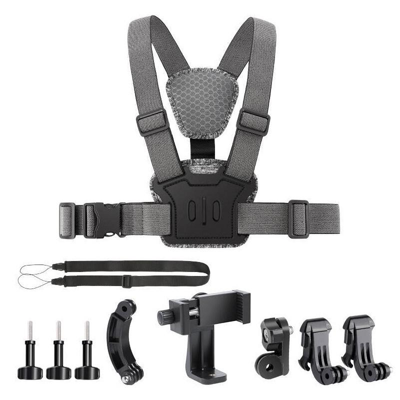 10 in 1 360 Phone Clamp Quick Release Body Mount Belt Chest Strap with Mount & Screw(Grey)