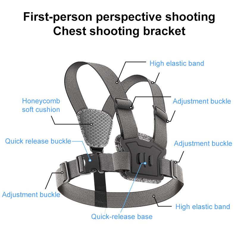 10 in 1 360 Phone Clamp Quick Release Body Mount Belt Chest Strap with Mount & Screw(Grey)
