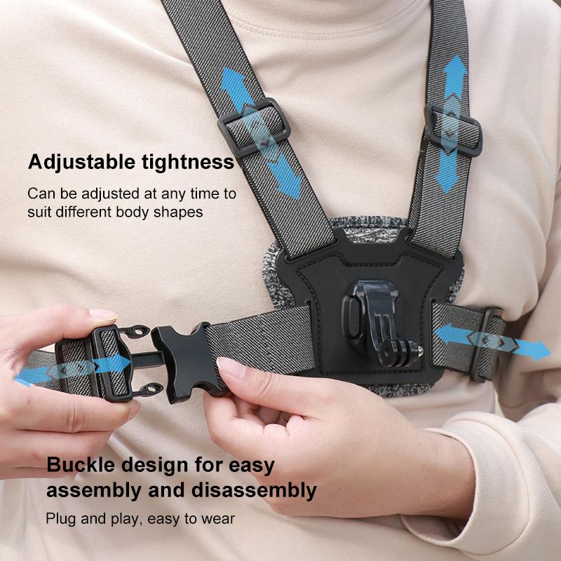 10 in 1 360 Phone Clamp Quick Release Body Mount Belt Chest Strap with Mount & Screw(Grey)
