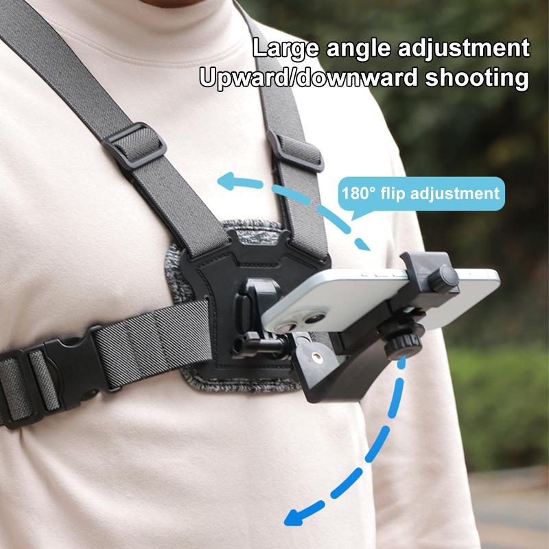 10 in 1 360 Phone Clamp Quick Release Body Mount Belt Chest Strap with Mount & Screw(Grey)