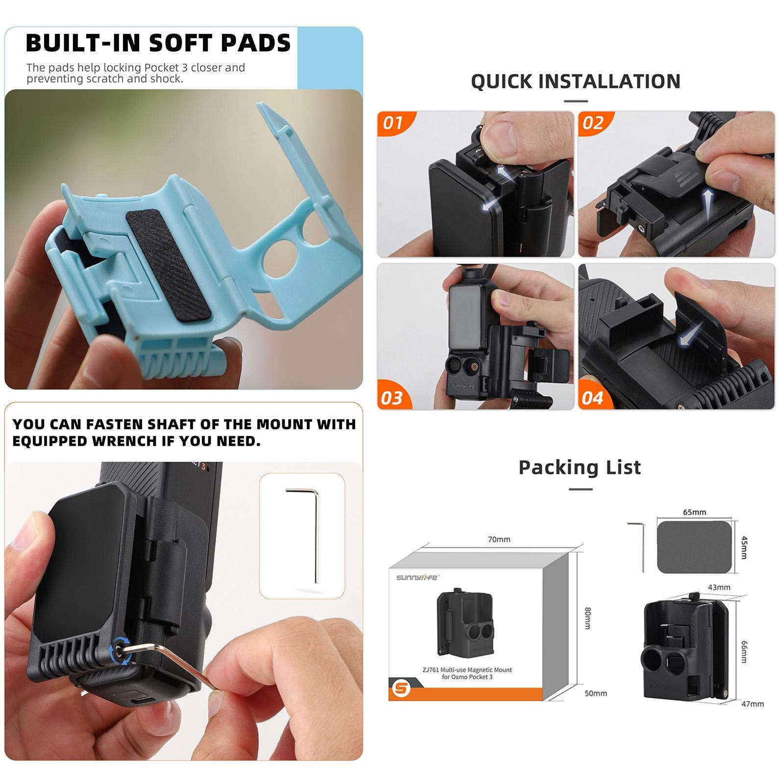 For DJI OSMO Pocket 3 Sunnylife Multifunctional Magnetic Mount Tabletop Base Bracket(Orange)