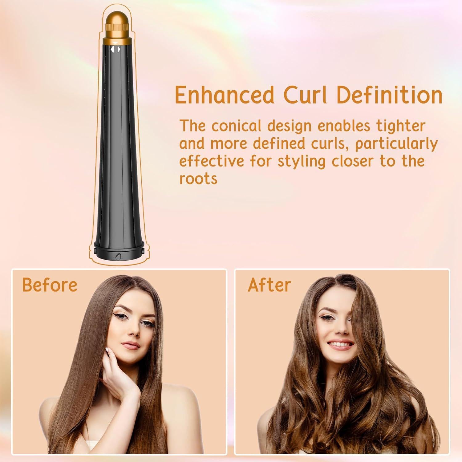 Long Conical Curling Iron Accessories For Dyson Airwrap HS01/ HS05 / HS08(Gold)