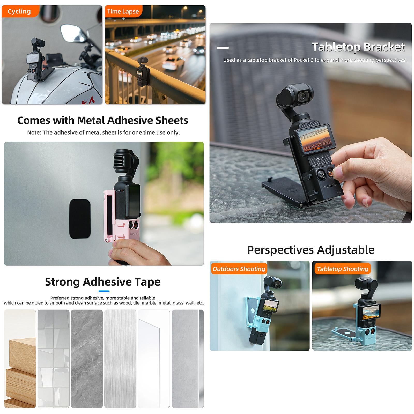 For DJI OSMO Pocket 3 Sunnylife Magnetic Mount 1/4 Adapter Cold Shoe Tabletop Base Bracket Angles Adjustable Multi Expansion Mount(Blue)