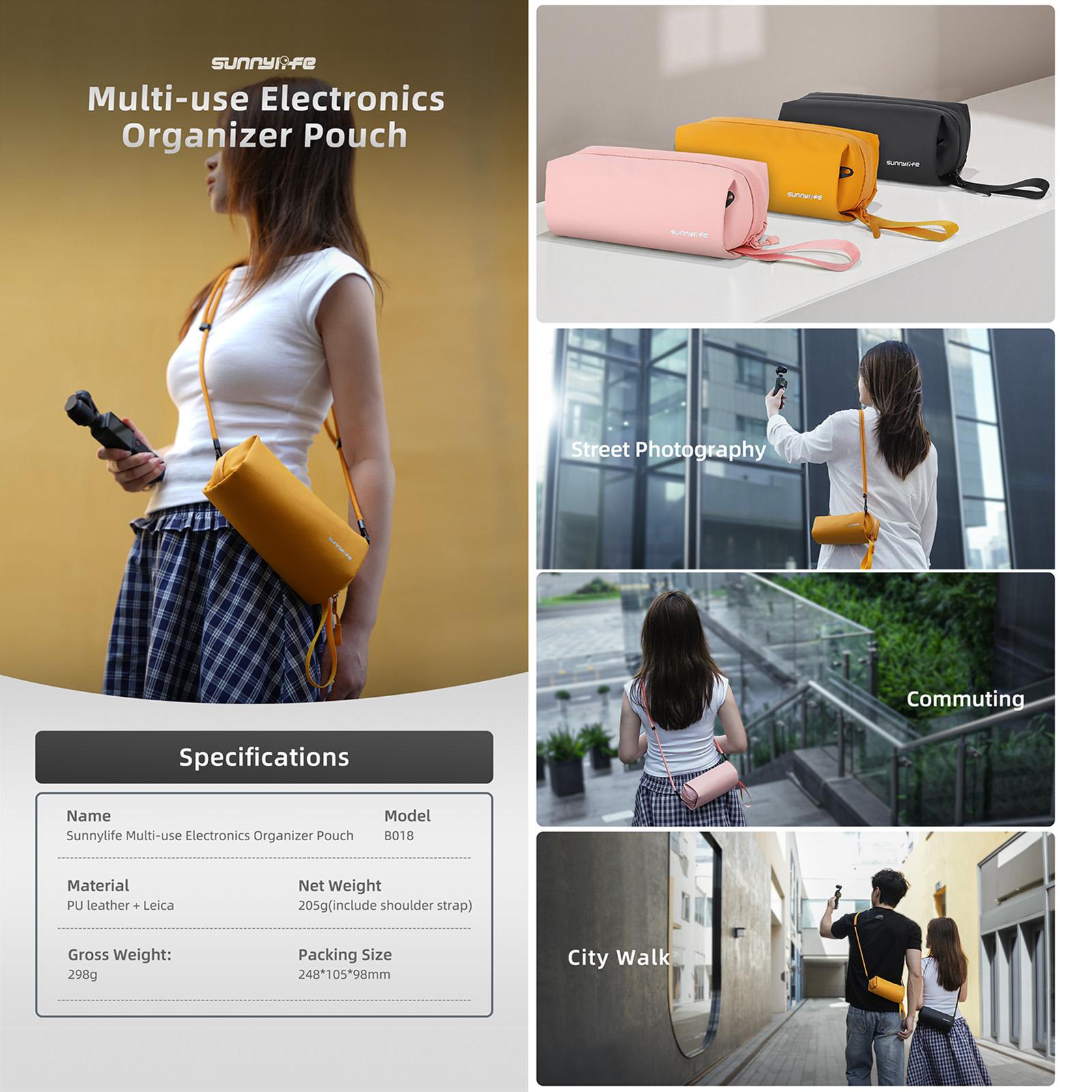For DJI OSMO Pocket 3 Sunnylife Carrying Handbag Storage Shoulder Bag Combo Bags Mini Travel Daily Pouch(Orange)