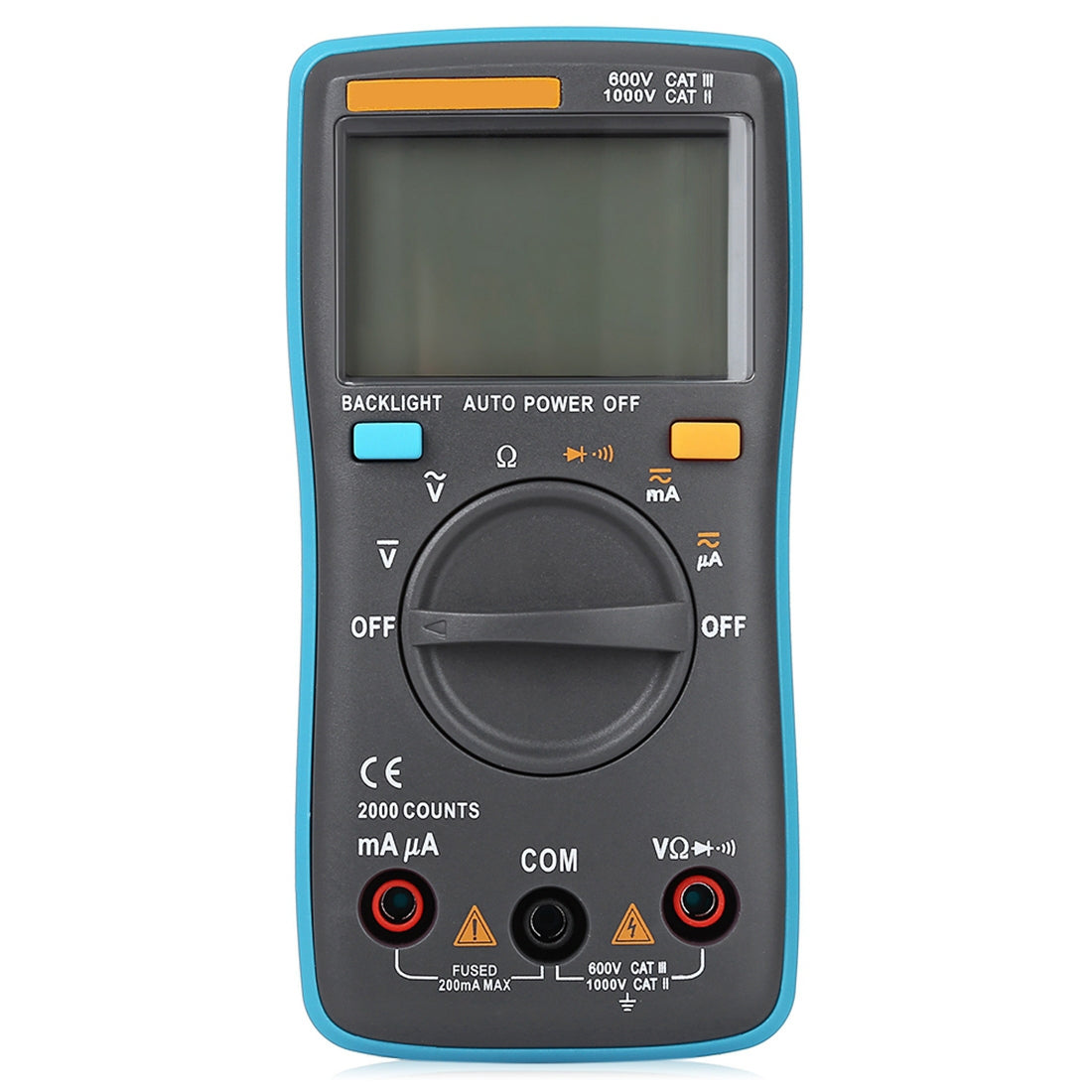 ZT98 CAT III 600V Portable Digital Multimeter 2000 Counts Back-light AC / DC Current Voltage Tester Meter with LCD Screen & Holder