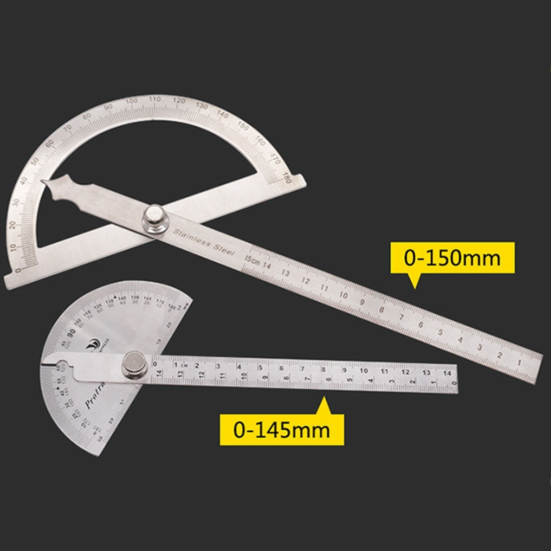 0-180 Degree Stainless Steel Protractor Angle Finder with 0-150mm Arm Measuring Ruler Tool