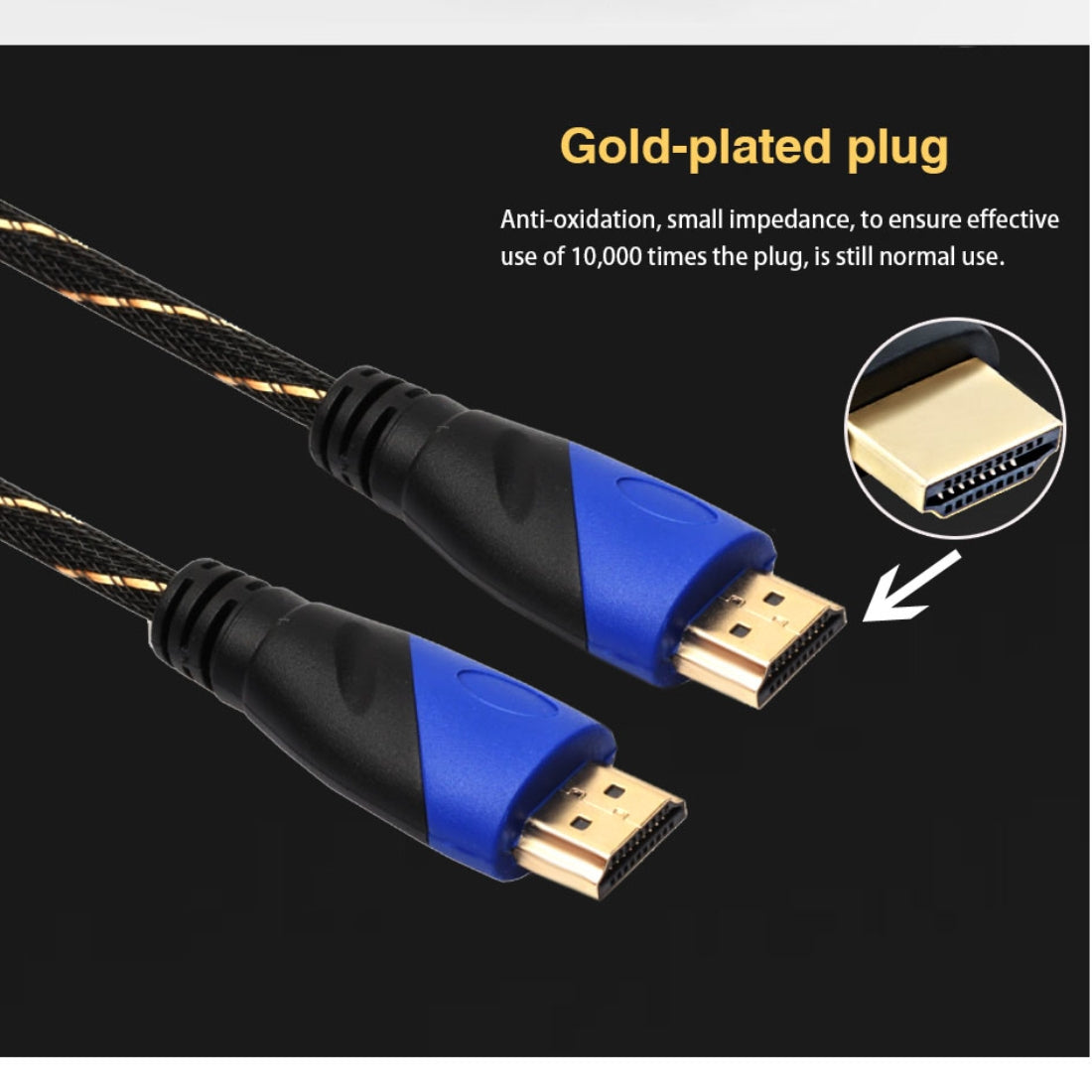 0.5m HDMI 1.4 Version 1080P Woven Net Line Blue Black Head HDMI Male to HDMI Male Audio Video Connector Adapter Cable