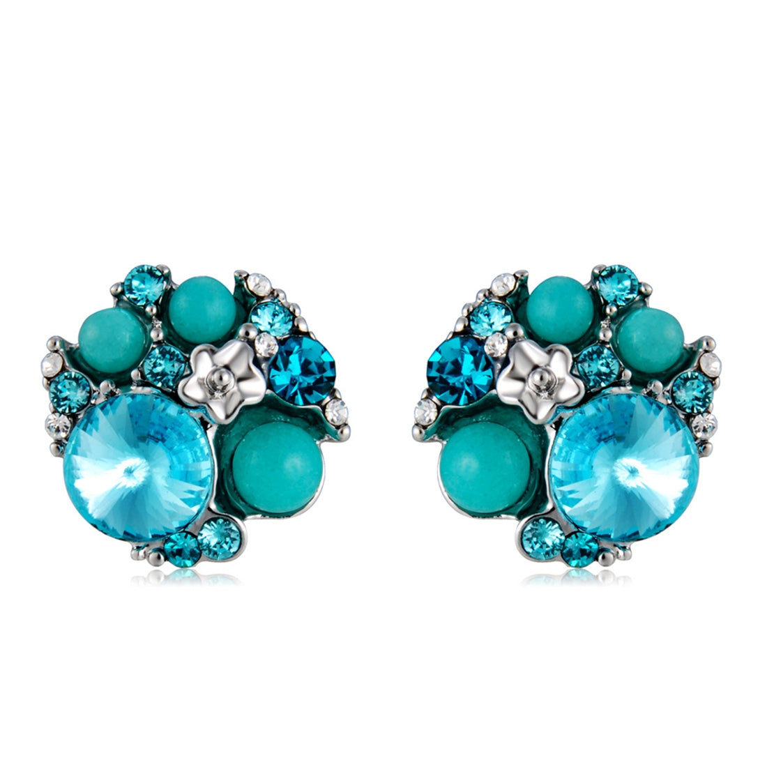 1 Pair Fashion Blue Rhinestone Ear Stud(Blue)