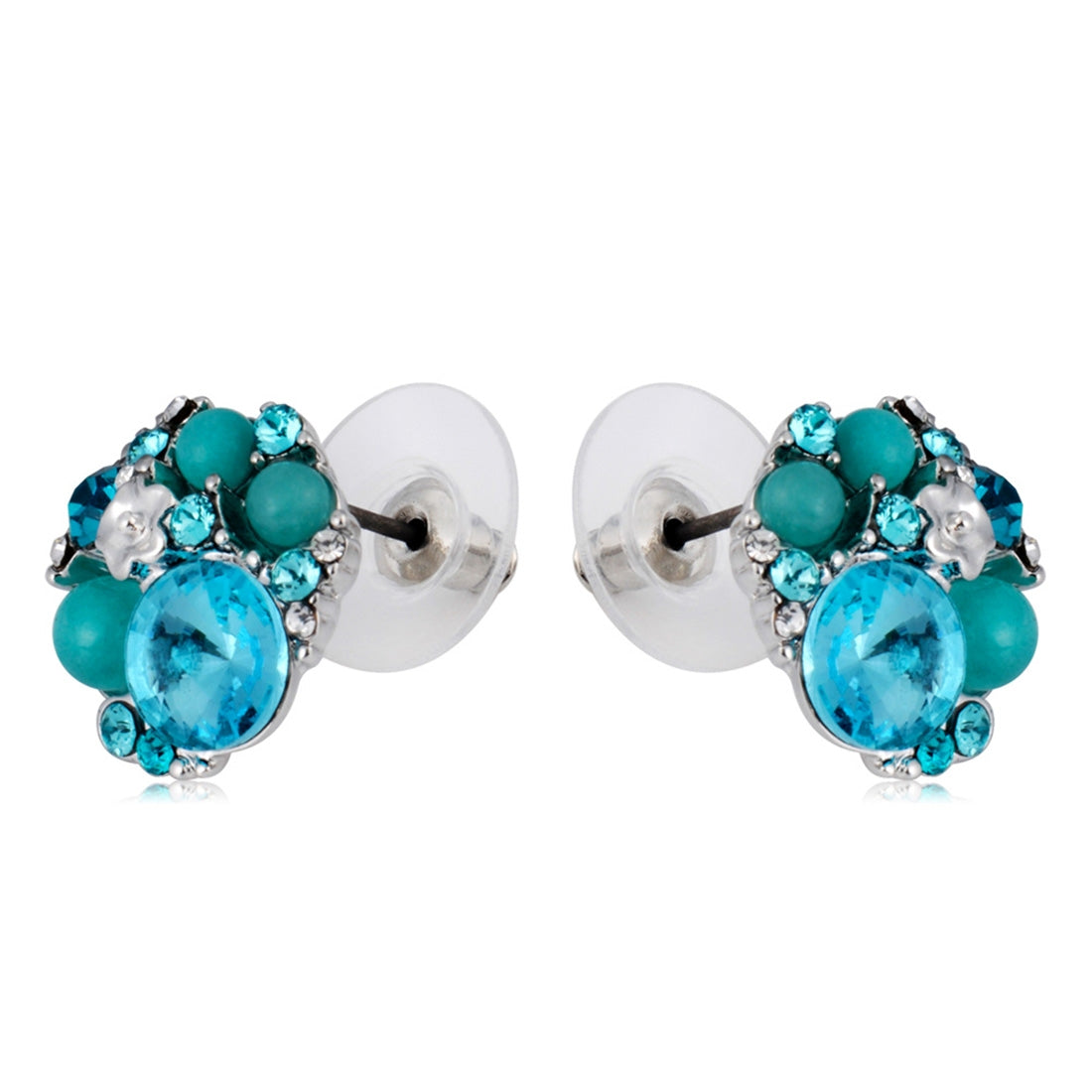 1 Pair Fashion Blue Rhinestone Ear Stud(Blue)