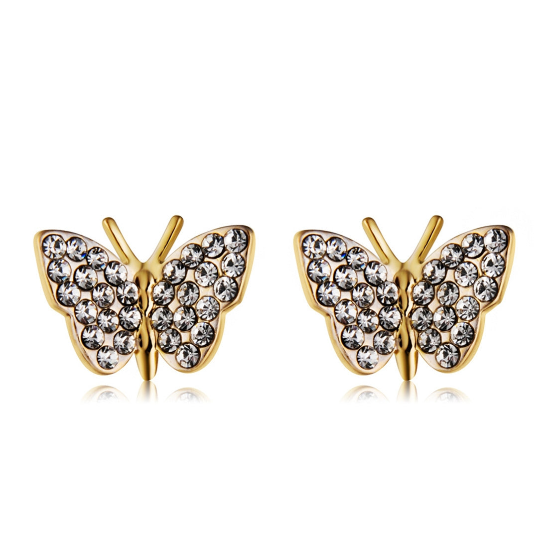 1 Pair Female Butterfly Diamond Shiny Earrings(Gold)