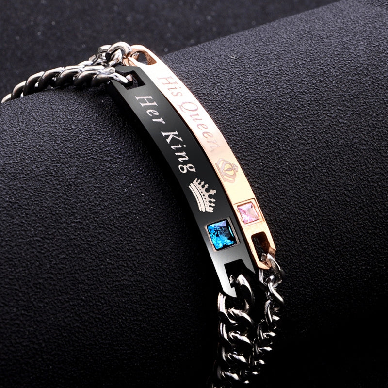 1 Pair Glamorous alloy made Couple Bracelet,Ramdon Color Delivery, Perimeter: 23 cm For Male, 18 cm For Female