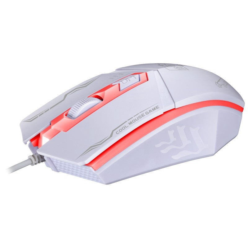 Chasing Leopard 199 USB 1600DPI Three-speed Adjustable LED Backlight Wired Optical Gaming Mouse, Length: 1.3m(White)