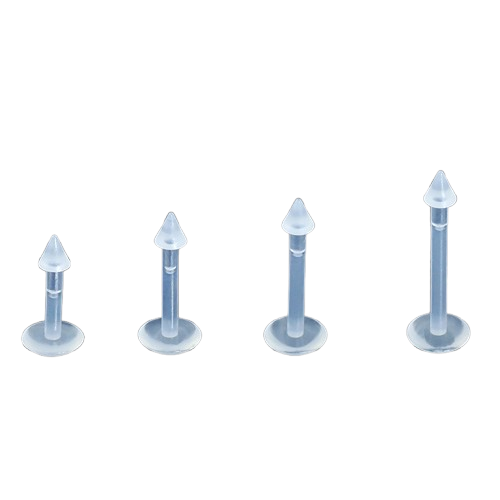 Invisible socket lip nail transparent silicone PP material corner nail lip nail tongue nail male and female students piercing jewelry(Transparent PP lip nail [with pointed cone lip plug]) 8mm