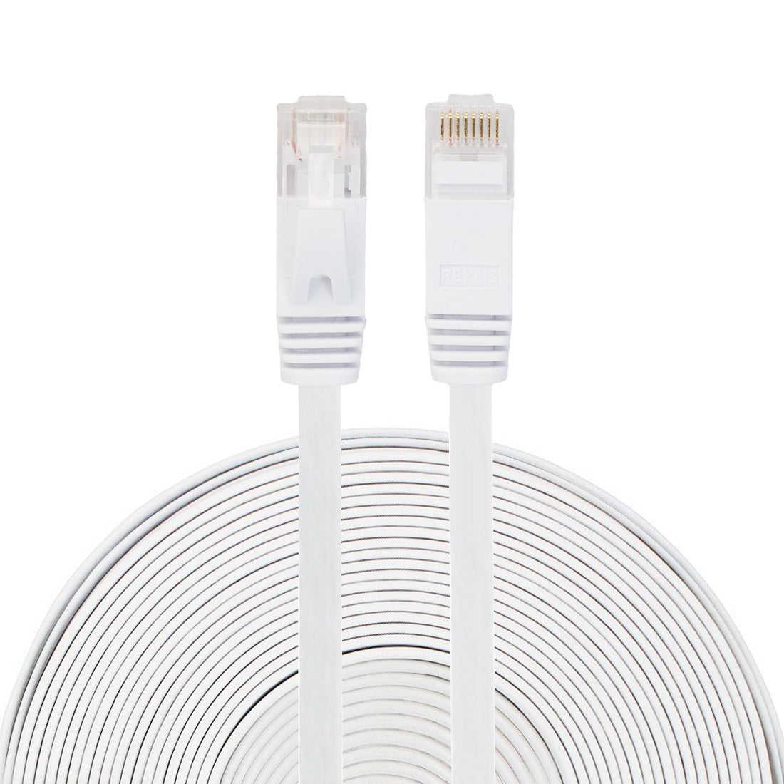 15m CAT6 Ultra-thin Flat Ethernet Network LAN Cable, Patch Lead RJ45 (White)