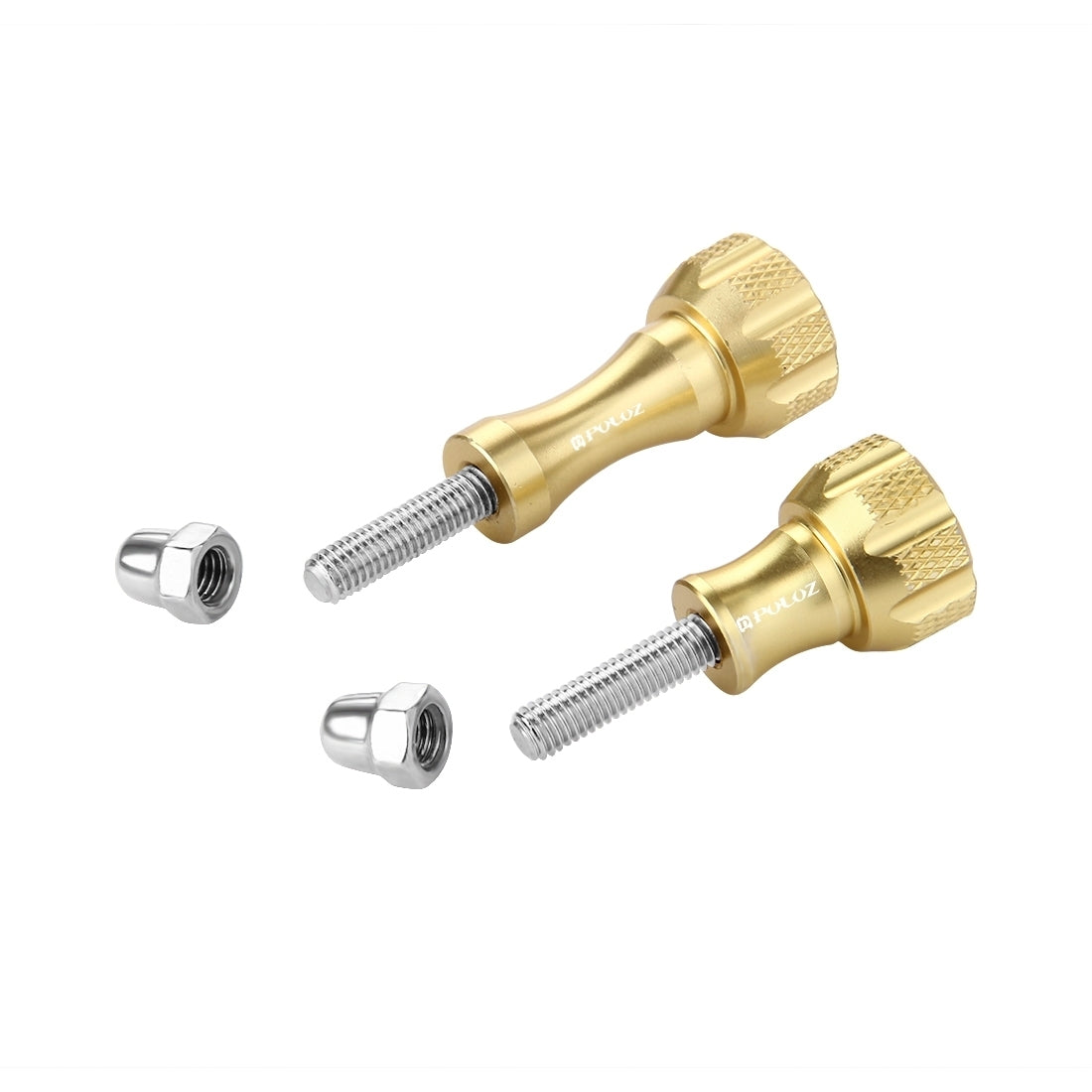 PULUZ CNC Aluminum Thumb Knob Stainless Bolt Nut Screw Set for GoPro Hero12 Black / Hero11 /10 /9 /8 /7 /6 /5, Insta360 Ace / Ace Pro, DJI Osmo Action 4 and Other Action Cameras(Gold)