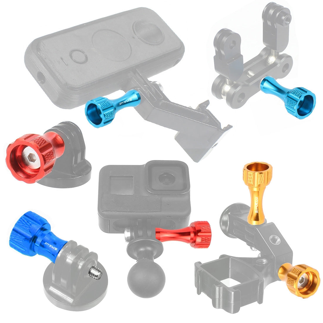 PULUZ CNC Aluminum Thumb Knob Stainless Bolt Nut Screw Set for GoPro Hero12 Black / Hero11 /10 /9 /8 /7 /6 /5, Insta360 Ace / Ace Pro, DJI Osmo Action 4 and Other Action Cameras(Gold)