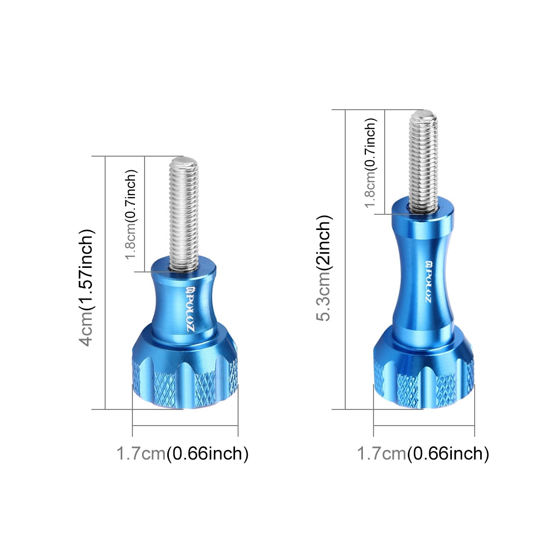 PULUZ CNC Aluminum Thumb Knob Stainless Bolt Nut Screw Set for GoPro Hero12 Black / Hero11 /10 /9 /8 /7 /6 /5, Insta360 Ace / Ace Pro, DJI Osmo Action 4 and Other Action Cameras(Blue)