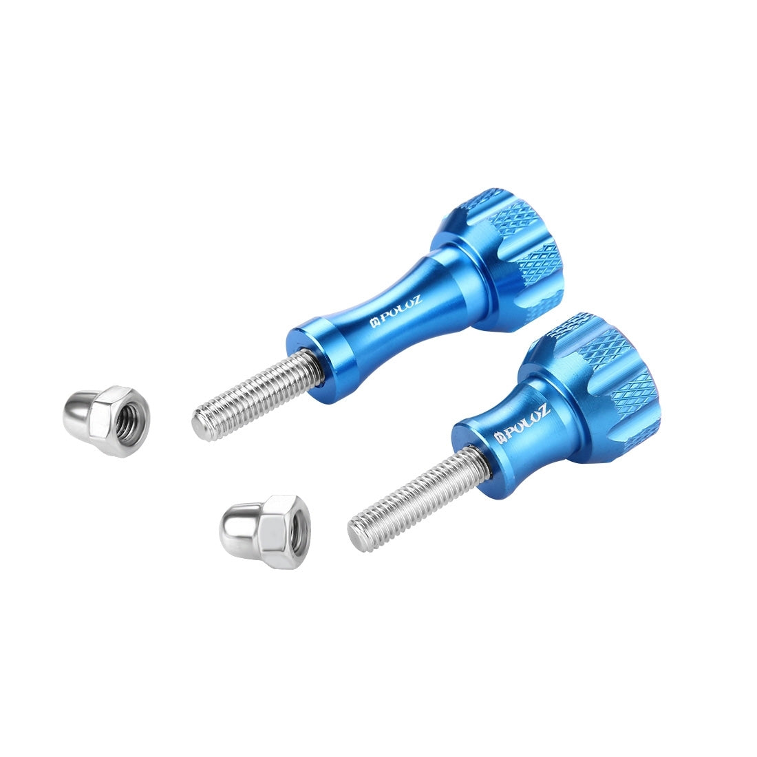 PULUZ CNC Aluminum Thumb Knob Stainless Bolt Nut Screw Set for GoPro Hero12 Black / Hero11 /10 /9 /8 /7 /6 /5, Insta360 Ace / Ace Pro, DJI Osmo Action 4 and Other Action Cameras(Blue)