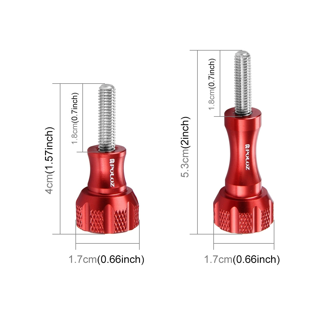 PULUZ CNC Aluminum Thumb Knob Stainless Bolt Nut Screw Set for GoPro Hero12 Black / Hero11 /10 /9 /8 /7 /6 /5, Insta360 Ace / Ace Pro, DJI Osmo Action 4 and Other Action Cameras(Red)