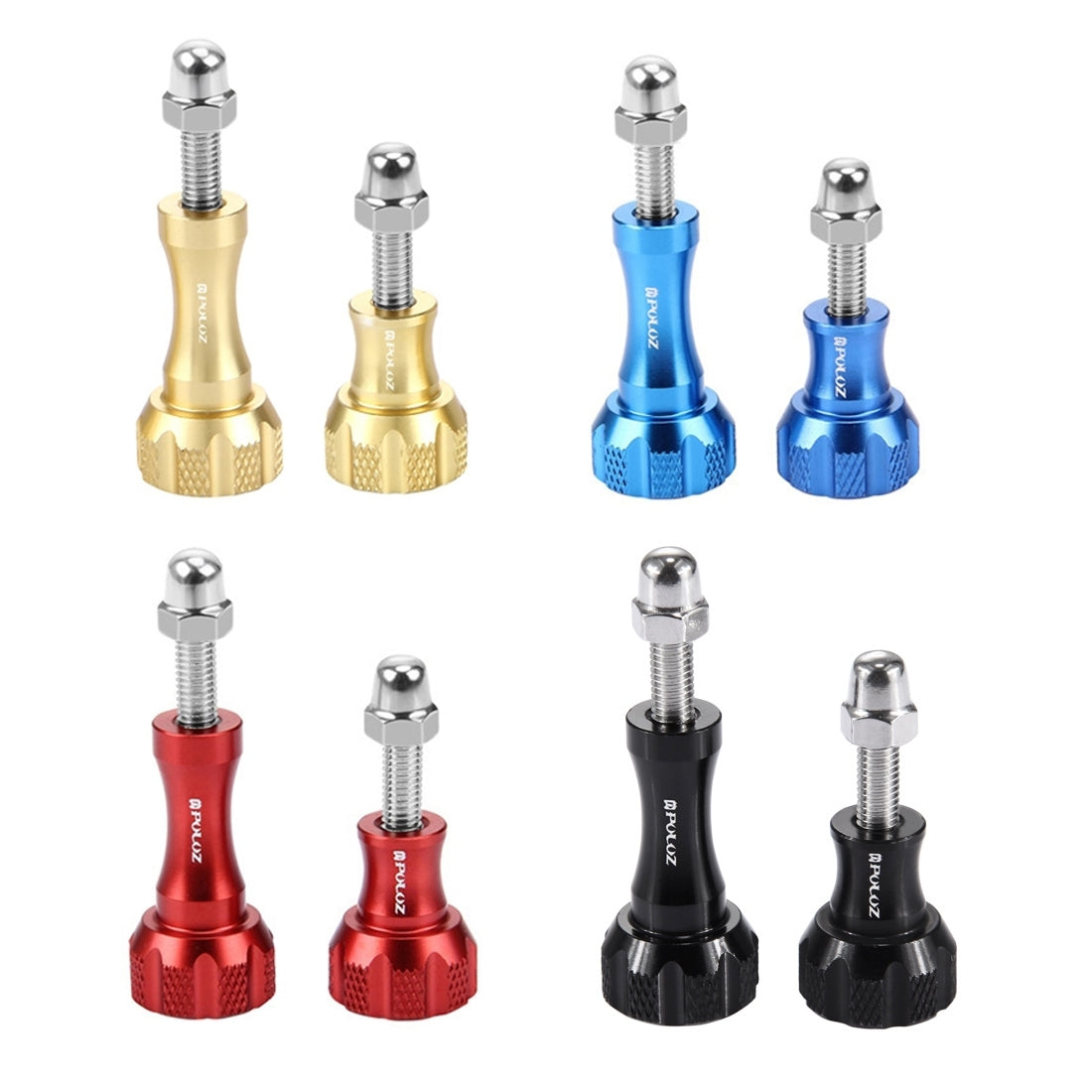 PULUZ CNC Aluminum Thumb Knob Stainless Bolt Nut Screw Set for GoPro Hero12 Black / Hero11 /10 /9 /8 /7 /6 /5, Insta360 Ace / Ace Pro, DJI Osmo Action 4 and Other Action Cameras(Gold)