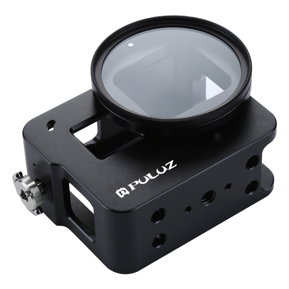 [US Warehouse] PULUZ Housing Shell CNC Aluminum Alloy Protective Cage with Insurance Frame & 52mm UV Lens for GoPro HERO(2018) /7 Black /6 /5(Black)