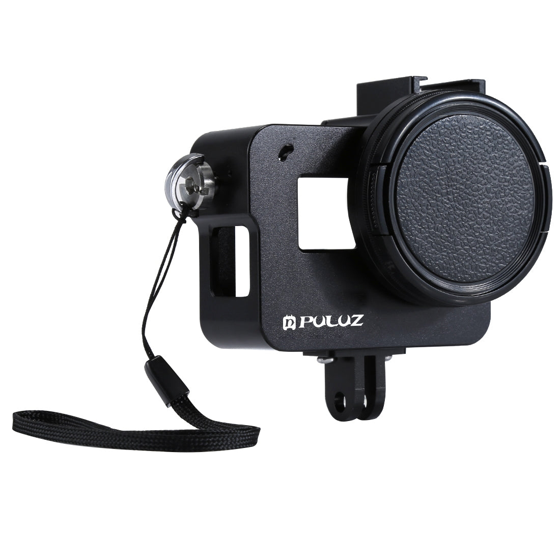 [US Warehouse] PULUZ Housing Shell CNC Aluminum Alloy Protective Cage with Insurance Frame & 52mm UV Lens for GoPro HERO(2018) /7 Black /6 /5(Black)