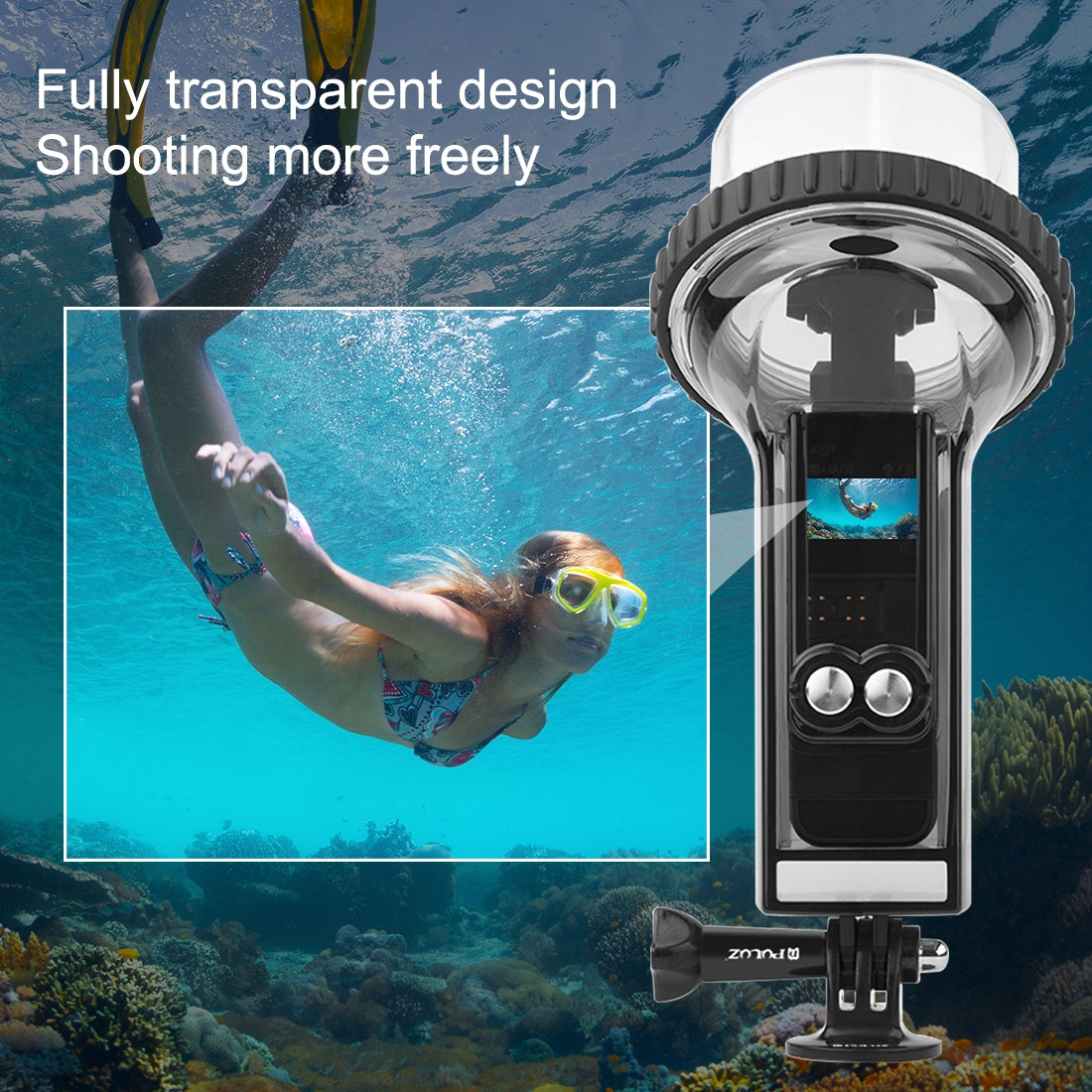 PULUZ 60m Underwater Waterproof Housing Diving Case Cover for DJI Osmo Pocket 2(Black)
