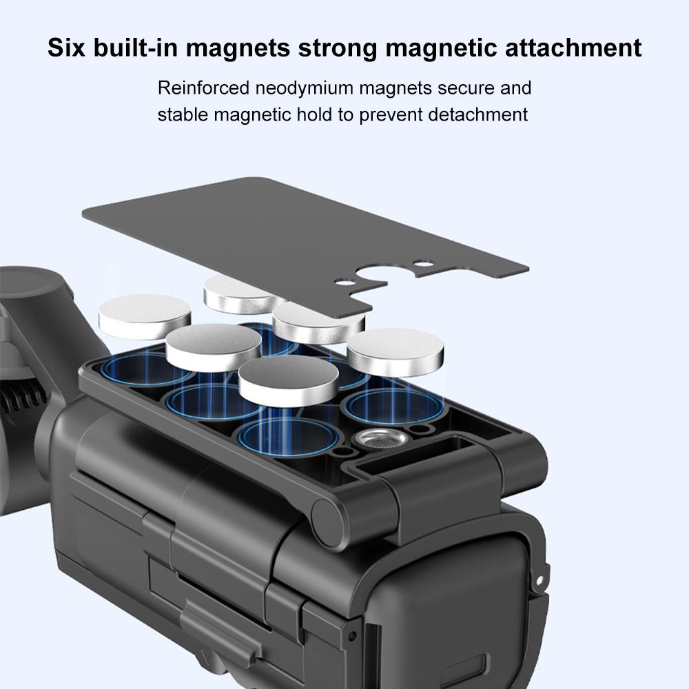 For DJI Osmo Pocket 3 PULUZ Folding Magnetic Mount Base Bracket (Black)