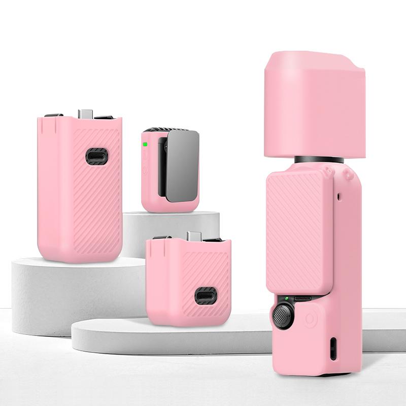 For DJI OSMO Pocket 3 PULUZ 6 in 1 Body Lens Handle Screen Mic Silicone TPU Cover (Pink)