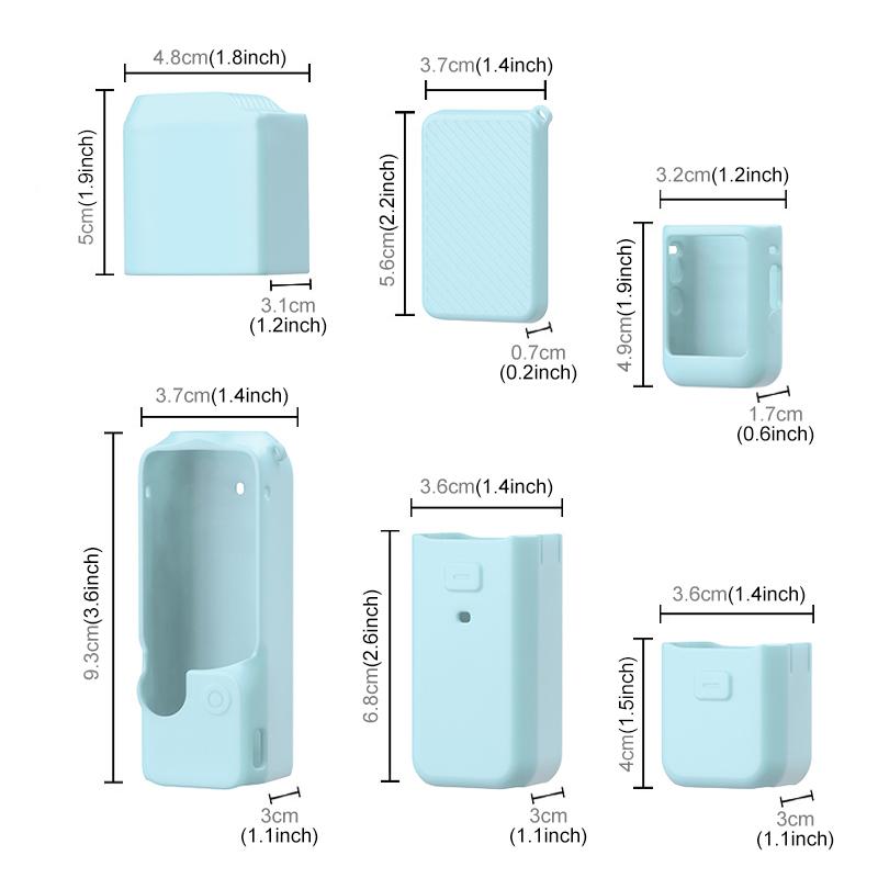 For DJI OSMO Pocket 3 PULUZ 6 in 1 Body Lens Handle Screen Mic Silicone TPU Cover (Mint Green)