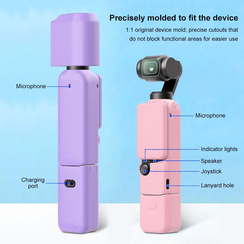 For DJI OSMO Pocket 3 PULUZ 6 in 1 Body Lens Handle Screen Mic Silicone TPU Cover (Grey)