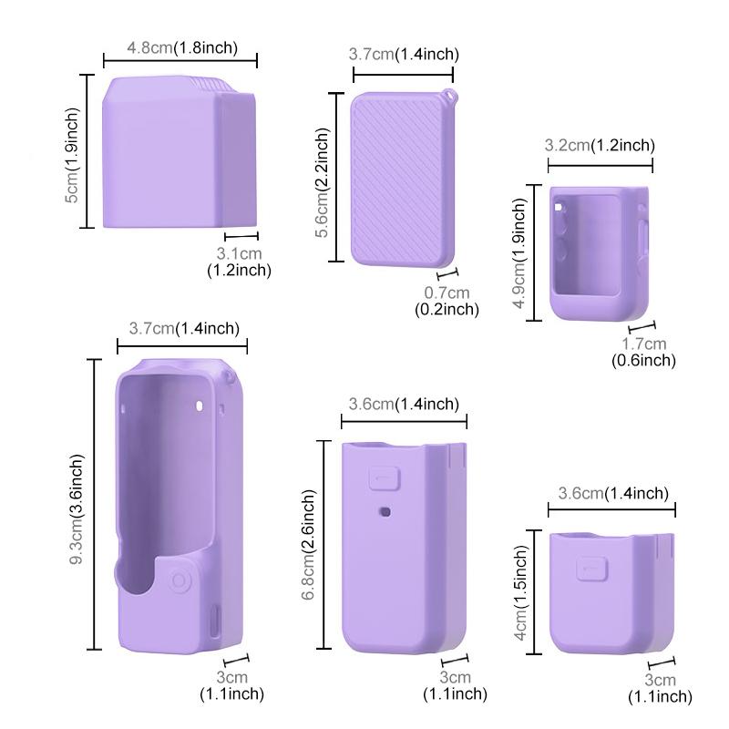 For DJI OSMO Pocket 3 PULUZ 6 in 1 Body Lens Handle Screen Mic Silicone TPU Cover (Purple)