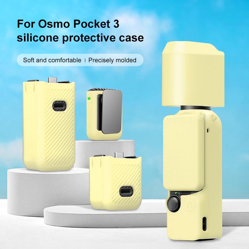 For DJI OSMO Pocket 3 PULUZ 6 in 1 Body Lens Handle Screen Mic Silicone TPU Cover (Yellow)