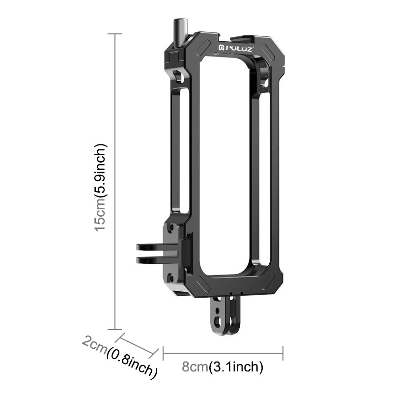 [US Warehouse] For Insta360 X3 PULUZ Metal Protective Cage Rig Housing Frame with Expand Cold Shoe Base & Tripod Adapter(Black)