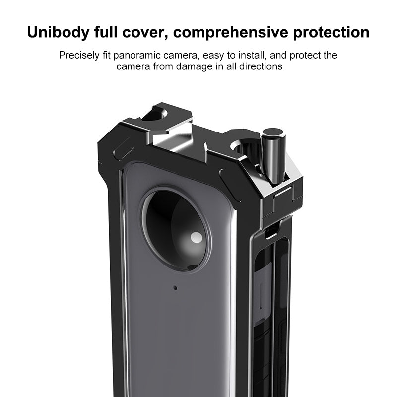[US Warehouse] For Insta360 X3 PULUZ Metal Protective Cage Rig Housing Frame with Expand Cold Shoe Base & Tripod Adapter(Black)
