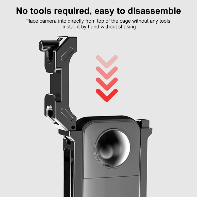 [US Warehouse] For Insta360 X3 PULUZ Metal Protective Cage Rig Housing Frame with Expand Cold Shoe Base & Tripod Adapter(Black)