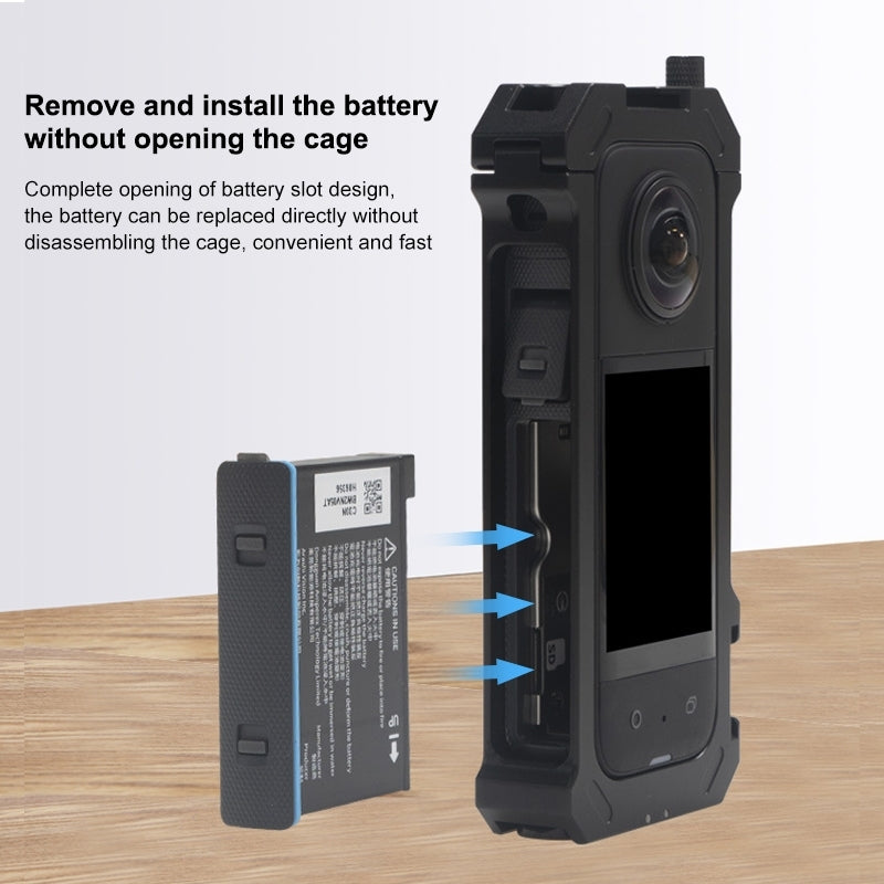 [US Warehouse] For Insta360 X3 PULUZ Metal Protective Cage Rig Housing Frame with Expand Cold Shoe Base & Tripod Adapter(Black)