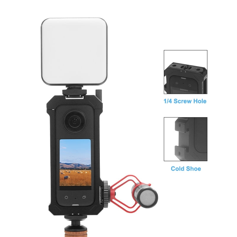 [US Warehouse] For Insta360 X3 PULUZ Metal Protective Cage Rig Housing Frame with Expand Cold Shoe Base & Tripod Adapter(Black)